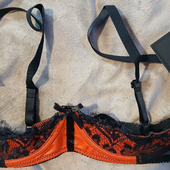 Frederick's of Hollywood Lux Bella Open Cup Underwire Bra NWT Orange - Picture 3 of 6
